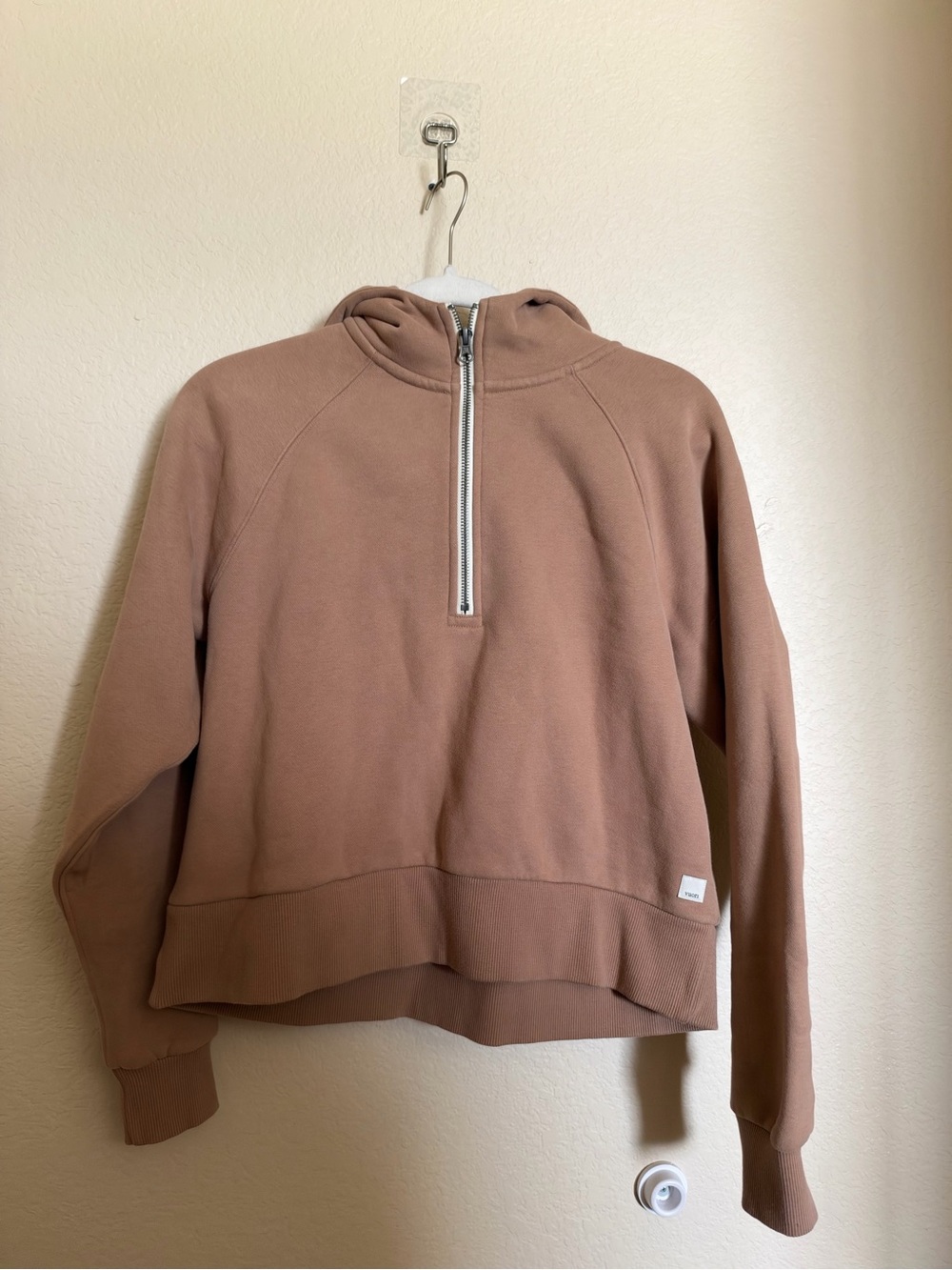 Vuori Restore Half Zip Hoodie Sweater Clove Brown Size Small Loose Fit Casual